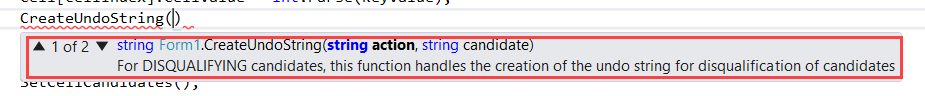 Create Undo String for Disqualification function